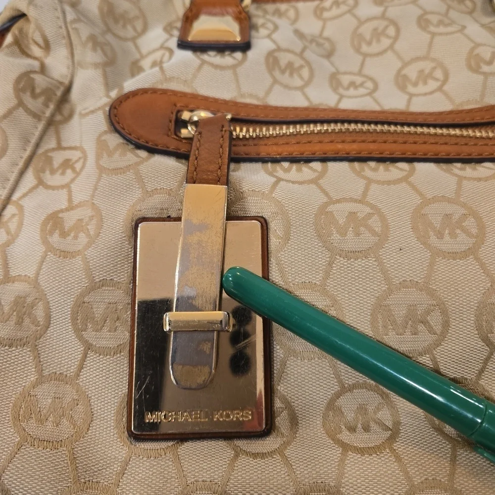 Michael Kors Calista Monogrammed Logo MK Handbag Crossbody Bag Brown